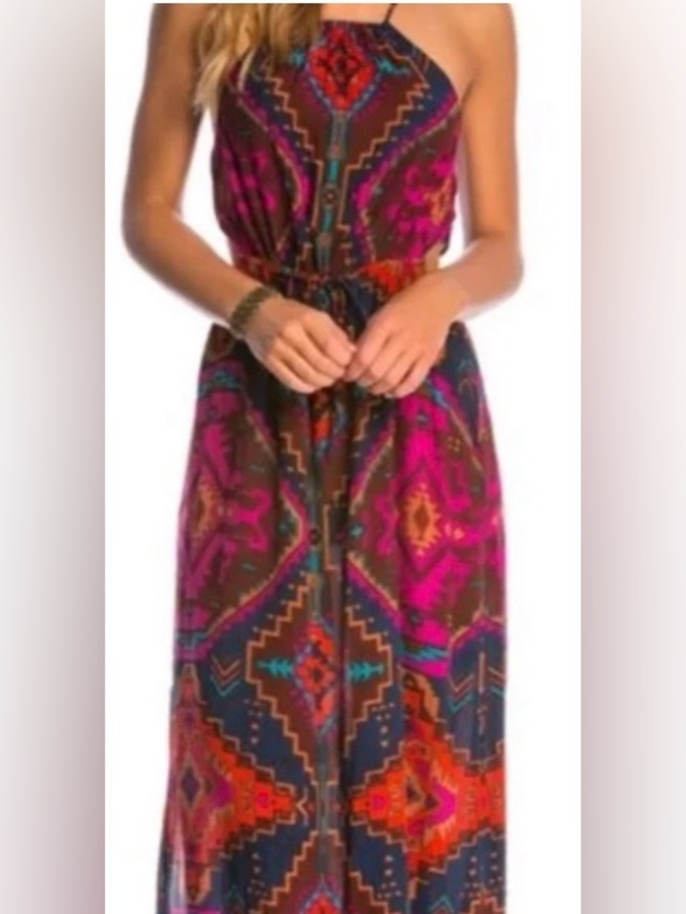 Billabong Multicolor Aztec Halter Maxi Dress